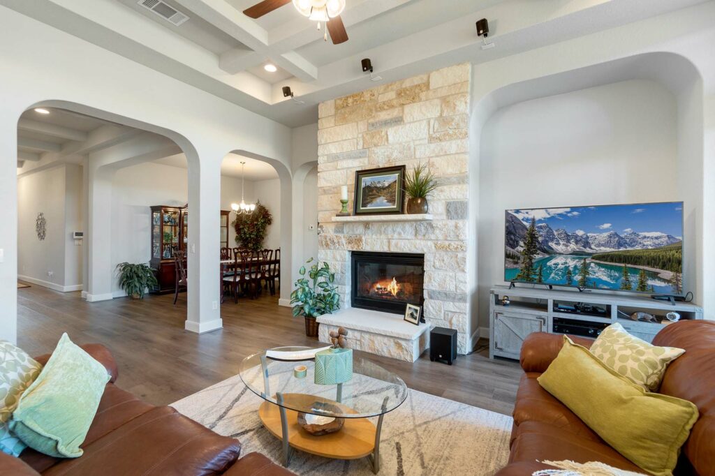 Wood-Look Laminate Flooring in a open space living room by Nampa Floors in Idaho